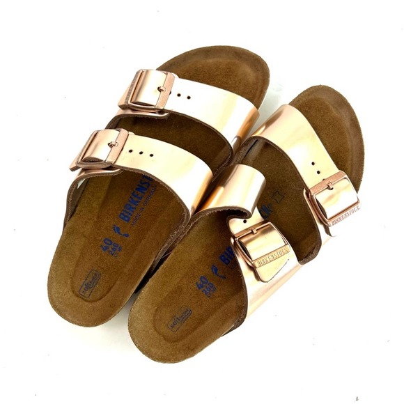 Birkenstock Shoes - Birkenstock Arizona Rose Gold Metallic Copper Soft Touch Narrow Sz 40 OOS
